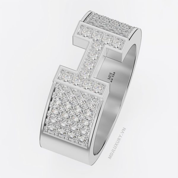 Nhẫn vàng nam chữ H Kim Cương NN177