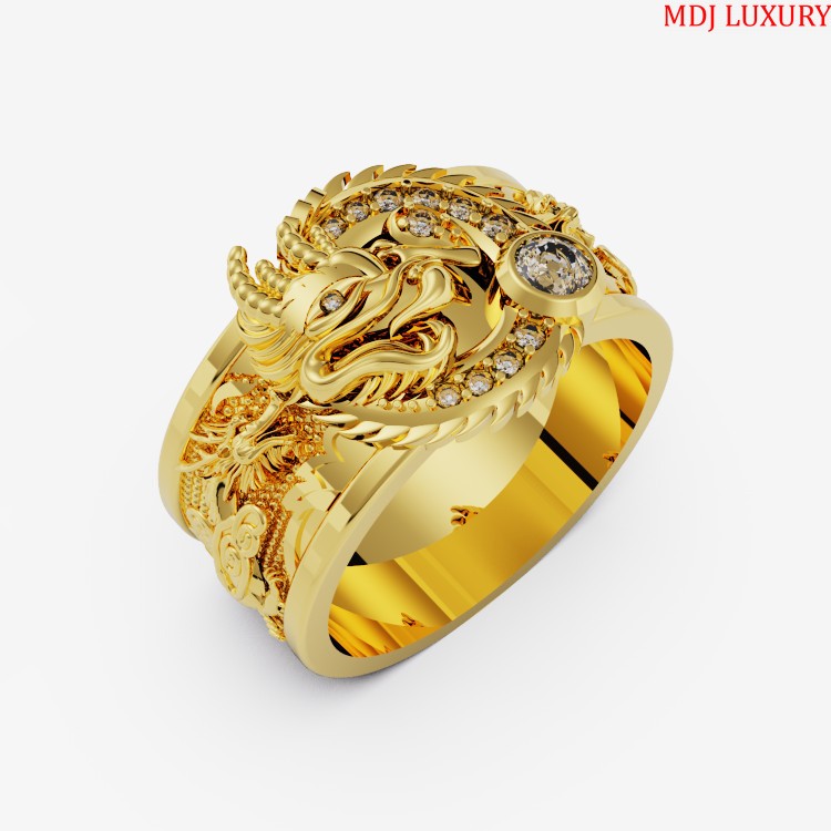 Nhẫn bạc nam đầu Rồng M1 – Khải Nguyên Jewelry