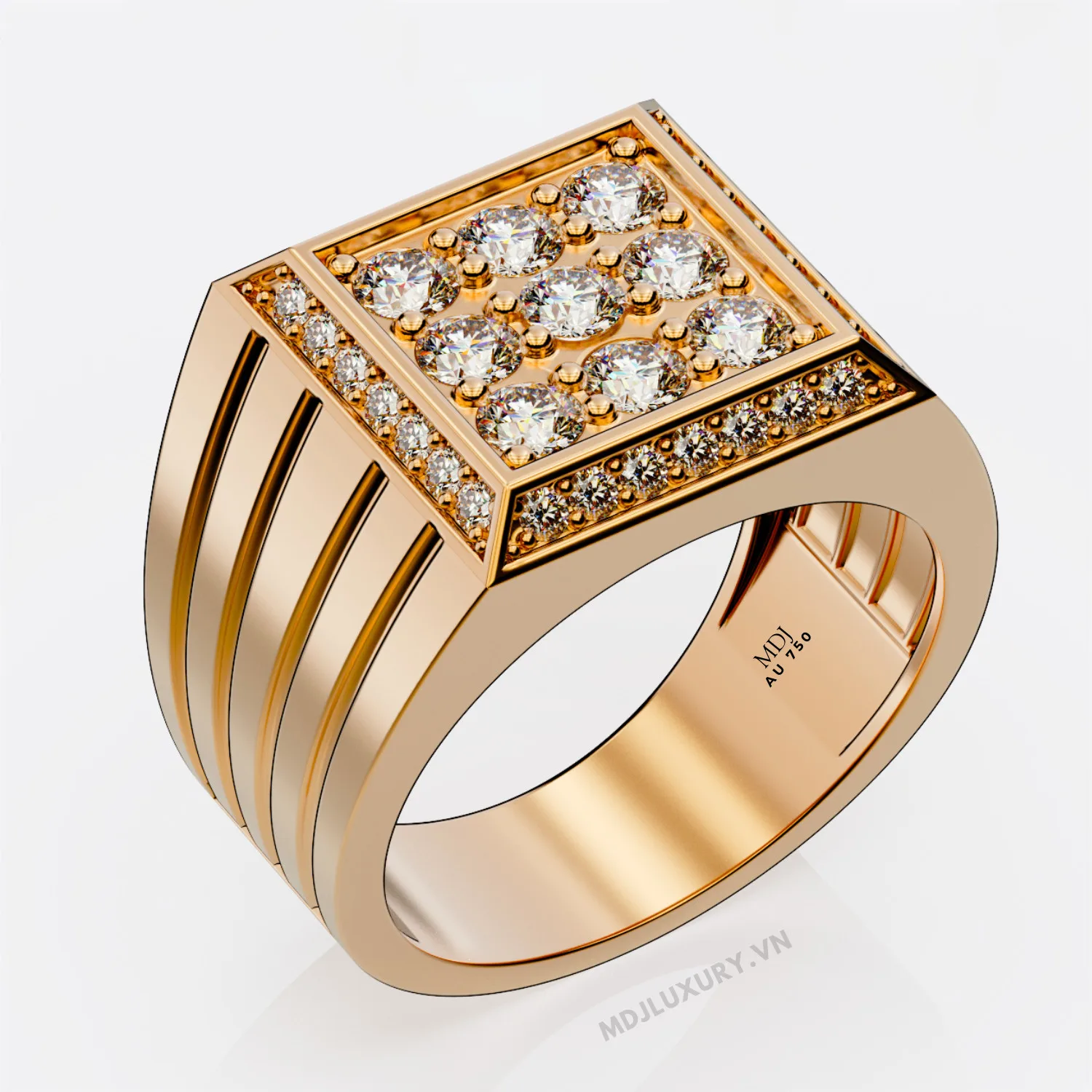 Nhẫn Nam Cao Cấp Kim Cương Vàng Tây 18K – NN340