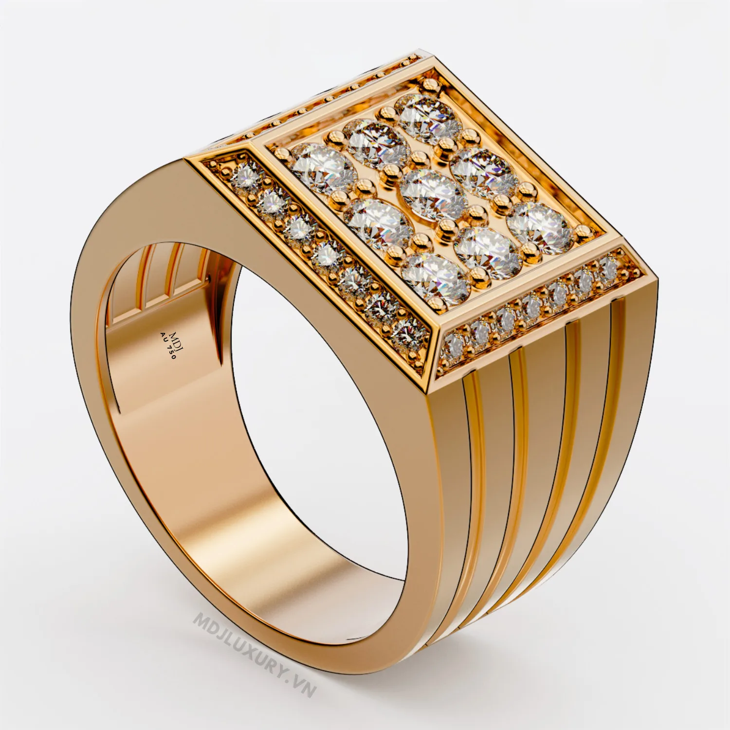 Nhẫn Nam Cao Cấp Kim Cương Vàng Tây 18K – NN340