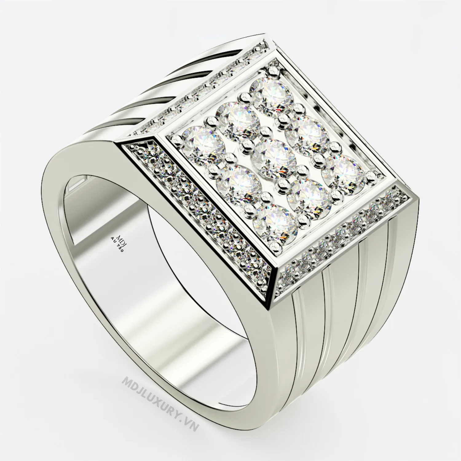 Nhẫn Nam Cao Cấp Kim Cương Vàng Tây 18K – NN340