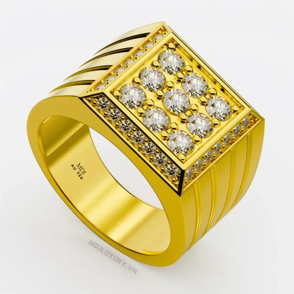 Nhẫn Nam Cao Cấp Kim Cương Vàng Tây 18K – NN340