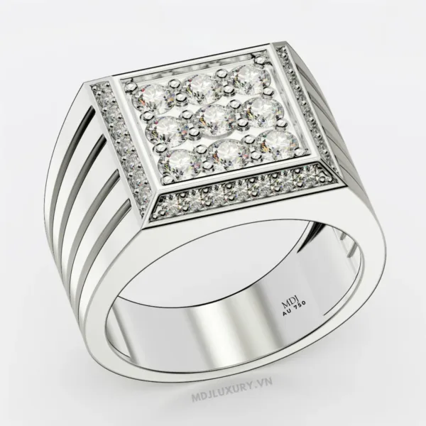 Nhẫn Nam Cao Cấp Kim Cương Vàng Tây 18K – NN340