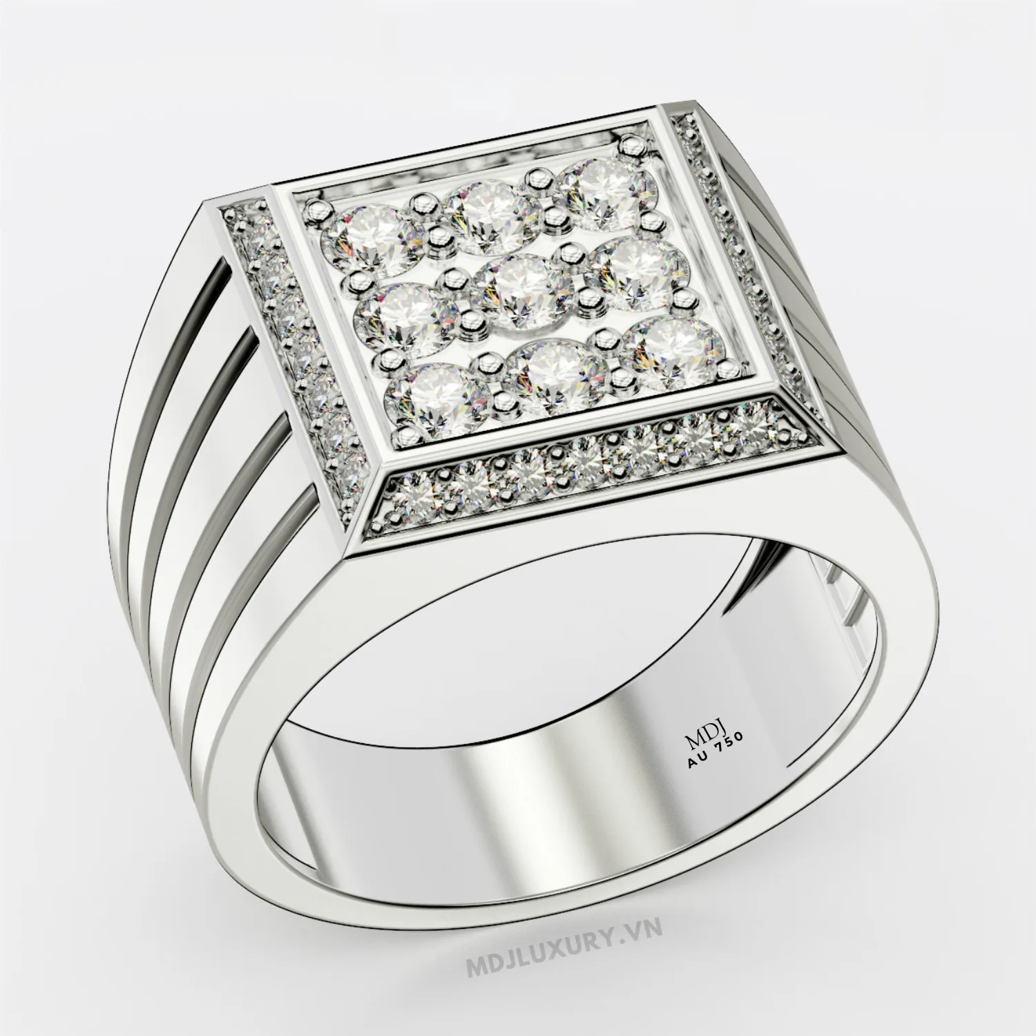 Nhẫn Nam Cao Cấp Kim Cương Vàng Tây 18K – NN340