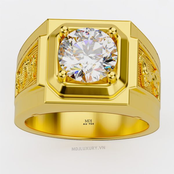 Nhẫn Nam Vàng Tây 14K Ruby Thiên Nhiên Song Ngọ- NN358