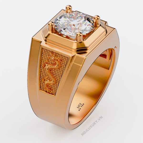 Nhẫn Nam Vàng Tây 14K Ruby Thiên Nhiên Song Ngọ- NN358