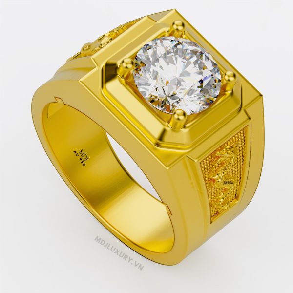 Nhẫn Nam Vàng Tây 14K Ruby Thiên Nhiên Song Ngọ- NN358