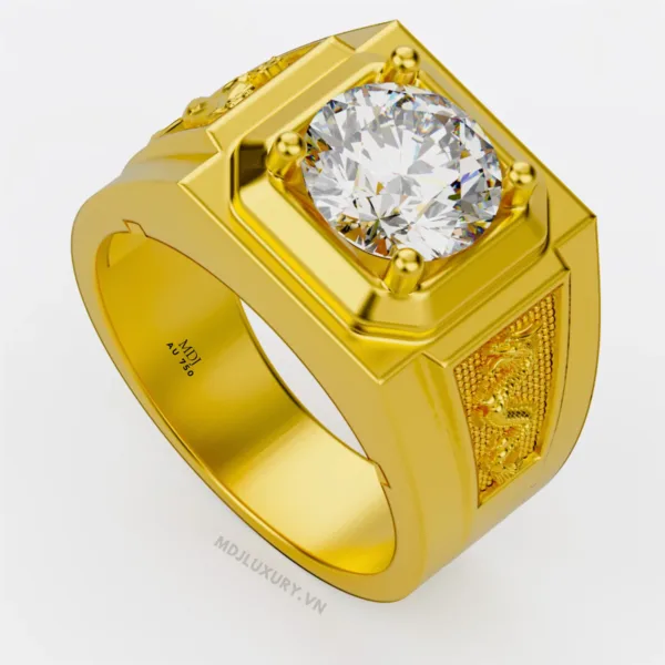 Nhẫn Nam Vàng Tây 14K Ruby Thiên Nhiên Song Ngọ- NN358