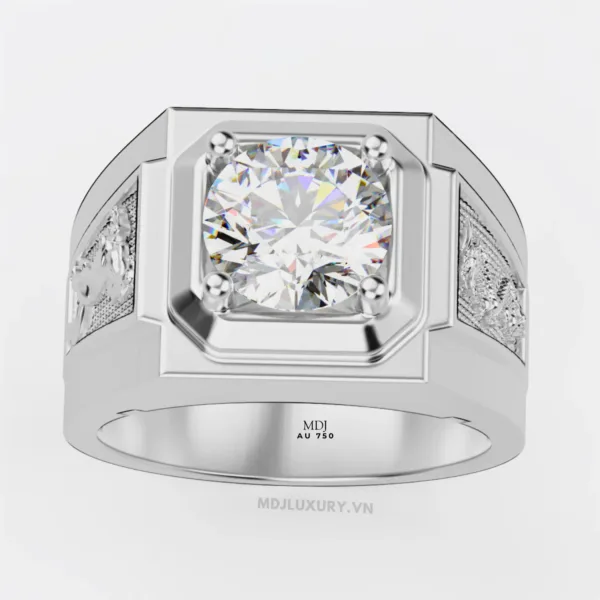 Nhẫn Nam Vàng Tây 14K Ruby Thiên Nhiên Song Ngọ- NN358