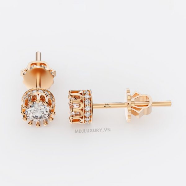 Bông Tai Nam Vàng Cao Cấp Đính Kim Cương ,Ruby MDJ HT18