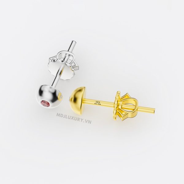 Bông Tai Nam Vàng Trắng Đá Kim Cương – Ruby -HT19