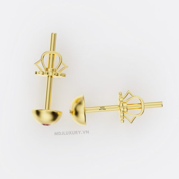 Bông Tai Nam Vàng Trắng Đá Kim Cương – Ruby -HT19