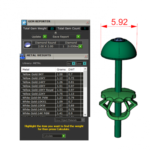 Bông Tai Nam Vàng Trắng Đá Kim Cương – Ruby -HT19