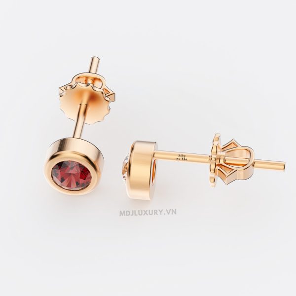 Bông Tai Nam Vàng Trắng Đính Kim Cương ,Ruby MDJ-HT20