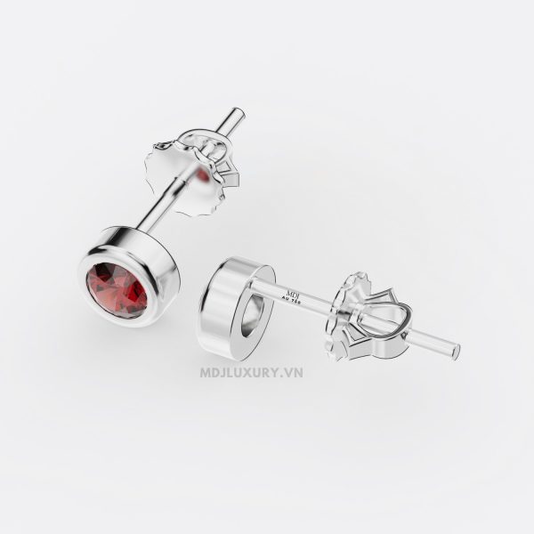 Bông Tai Nam Vàng Trắng Đính Kim Cương ,Ruby MDJ-HT20