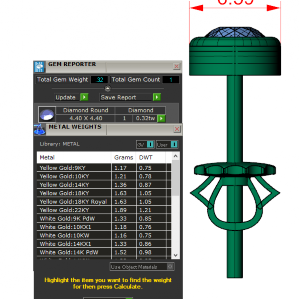 Bông Tai Nam Vàng Trắng Đính Kim Cương ,Ruby MDJ-HT20