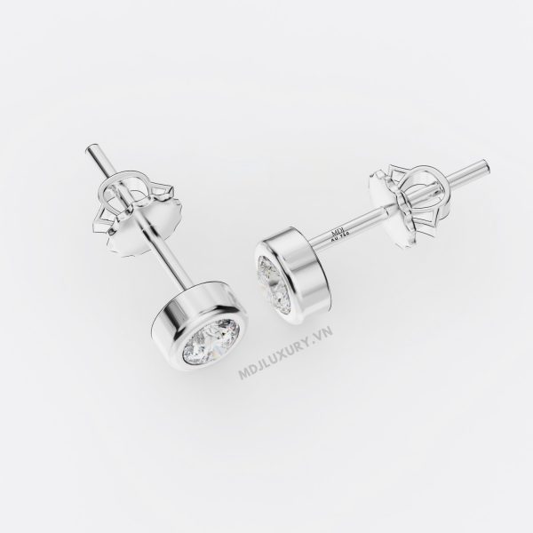 Bông Tai Nam Vàng Trắng Đính Kim Cương ,Ruby MDJ-HT20