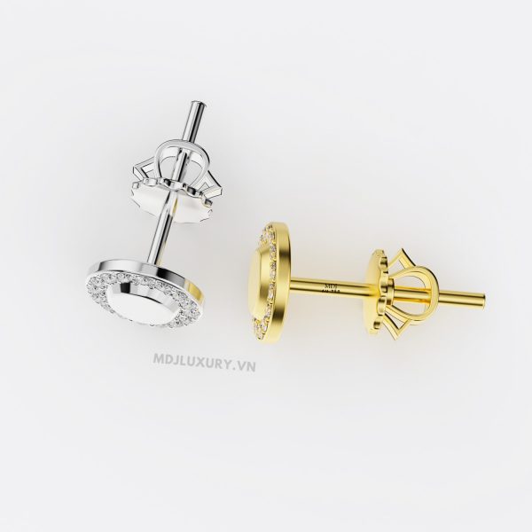 Bông Tai Nam Vàng Trắng Đính Kim Cương ,Ruby MDJ-HT25