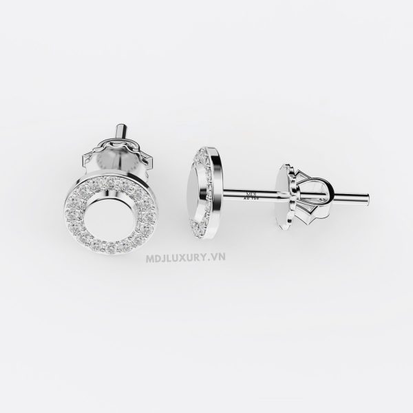 Bông Tai Nam Vàng Trắng Đính Kim Cương ,Ruby MDJ-HT25