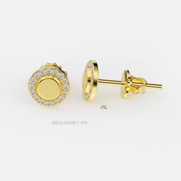 Bông Tai Nam Vàng Trắng Đính Kim Cương ,Ruby MDJ-HT25