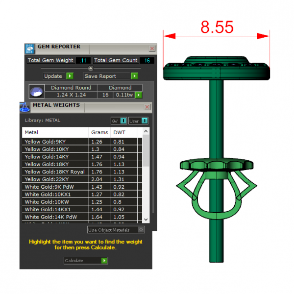 Bông Tai Nam Vàng Trắng Đính Kim Cương ,Ruby MDJ-HT25