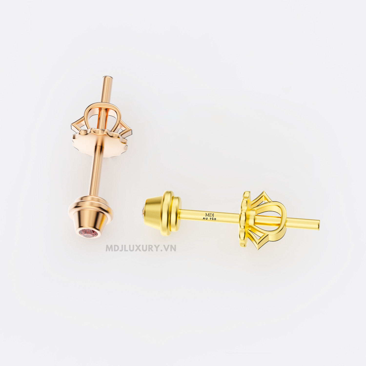 Hoa Tai Nam cao Cấp Vàng Tây Đính Đá Thiên Nhiên-HT26