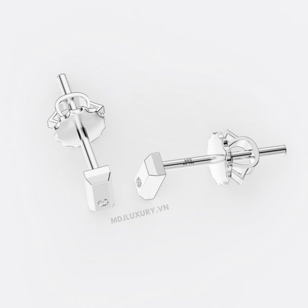 Bông Tai Nam Vàng Trắng Đính Kim Cương ,Ruby MDJ-HT27