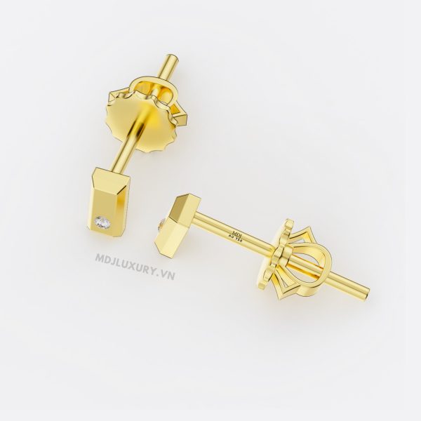 Bông Tai Nam Vàng Trắng Đính Kim Cương ,Ruby MDJ-HT27