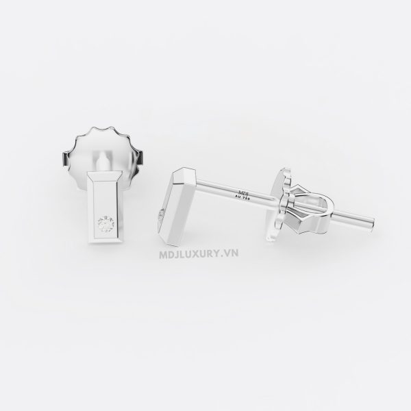 Bông Tai Nam Vàng Trắng Đính Kim Cương ,Ruby MDJ-HT27