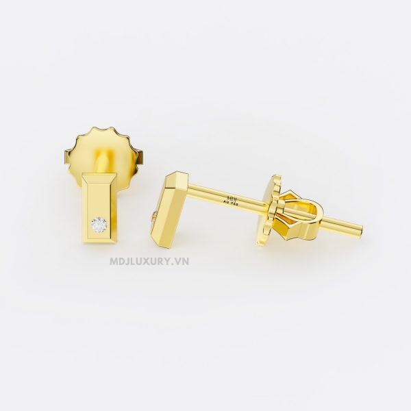 Bông Tai Nam Vàng Trắng Đính Kim Cương ,Ruby MDJ-HT27