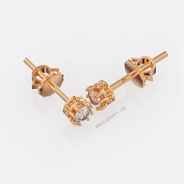 Bông Tai Nam Vàng Trắng Đính Kim Cương ,Ruby MDJ-HT28