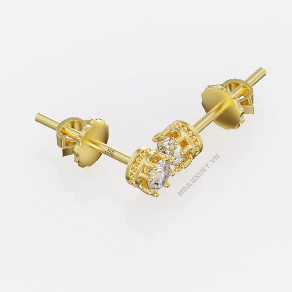 Bông Tai Nam Vàng Trắng Đính Kim Cương ,Ruby MDJ-HT28