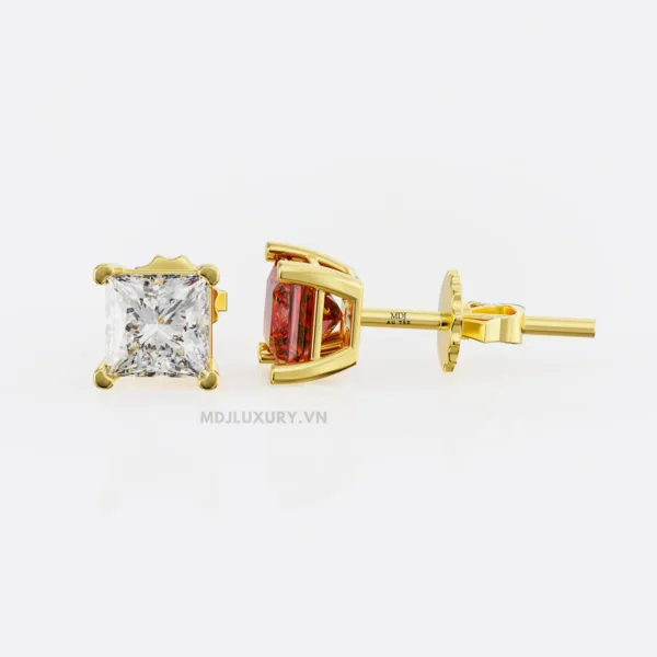 Bông Tai Nam Vàng Trắng Đá Ruby Thiên Nhiên MDJ-HT30