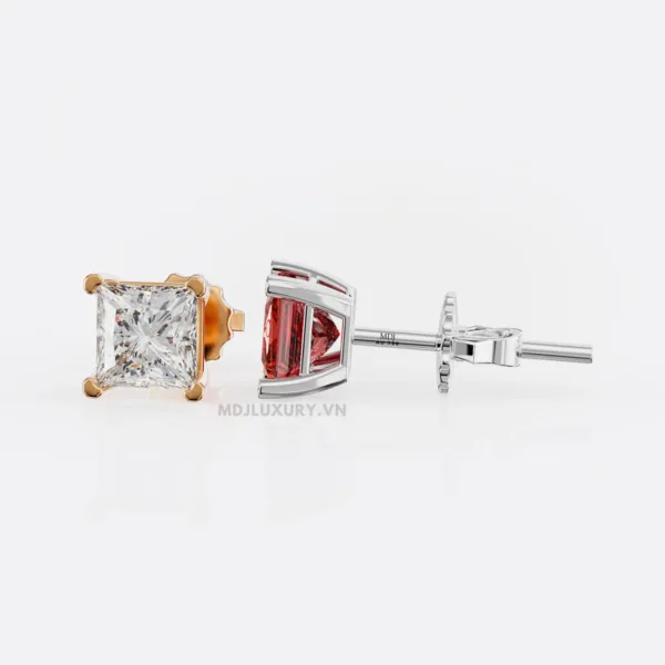 Bông Tai Nam Vàng Trắng Đá Ruby Thiên Nhiên MDJ-HT30
