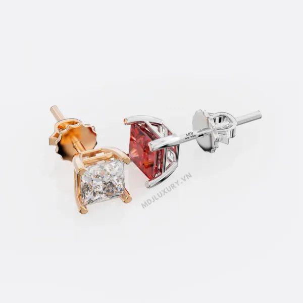 Bông Tai Nam Vàng Trắng Đá Ruby Thiên Nhiên MDJ-HT30