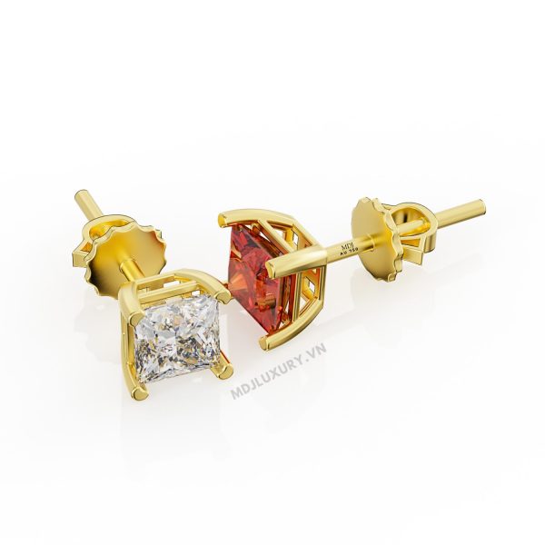 Bông Tai Nam Vàng Trắng Đá Ruby Thiên Nhiên MDJ-HT30
