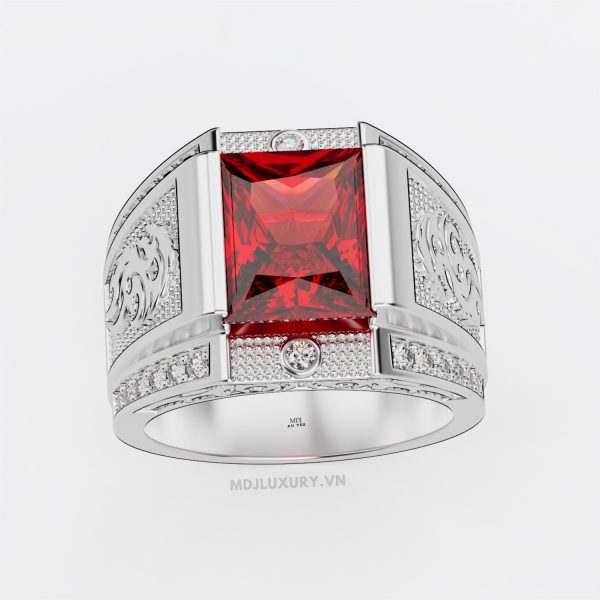 Nhẫn vàng nam cao cấp đá Ruby NN180