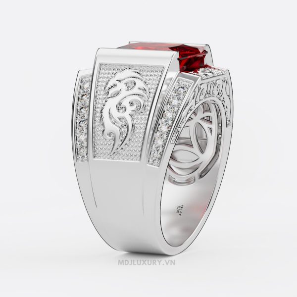 Nhẫn vàng nam cao cấp đá Ruby NN180