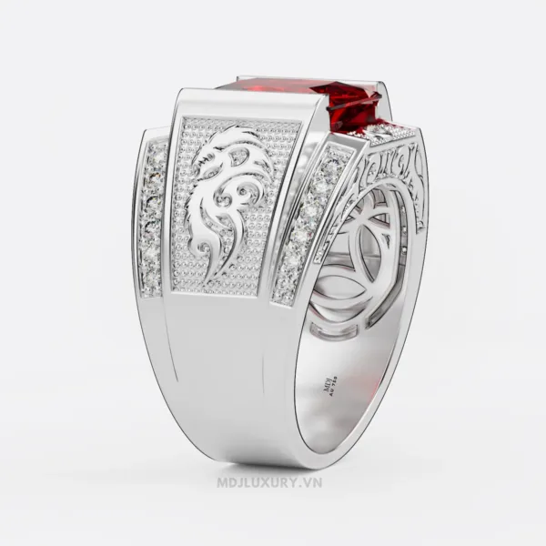 Nhẫn vàng nam cao cấp đá Ruby NN180