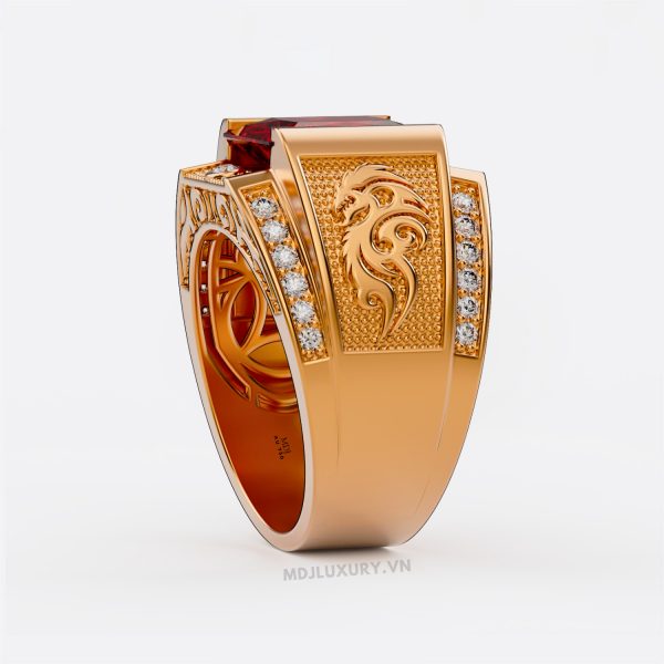 Nhẫn vàng nam cao cấp đá Ruby NN180