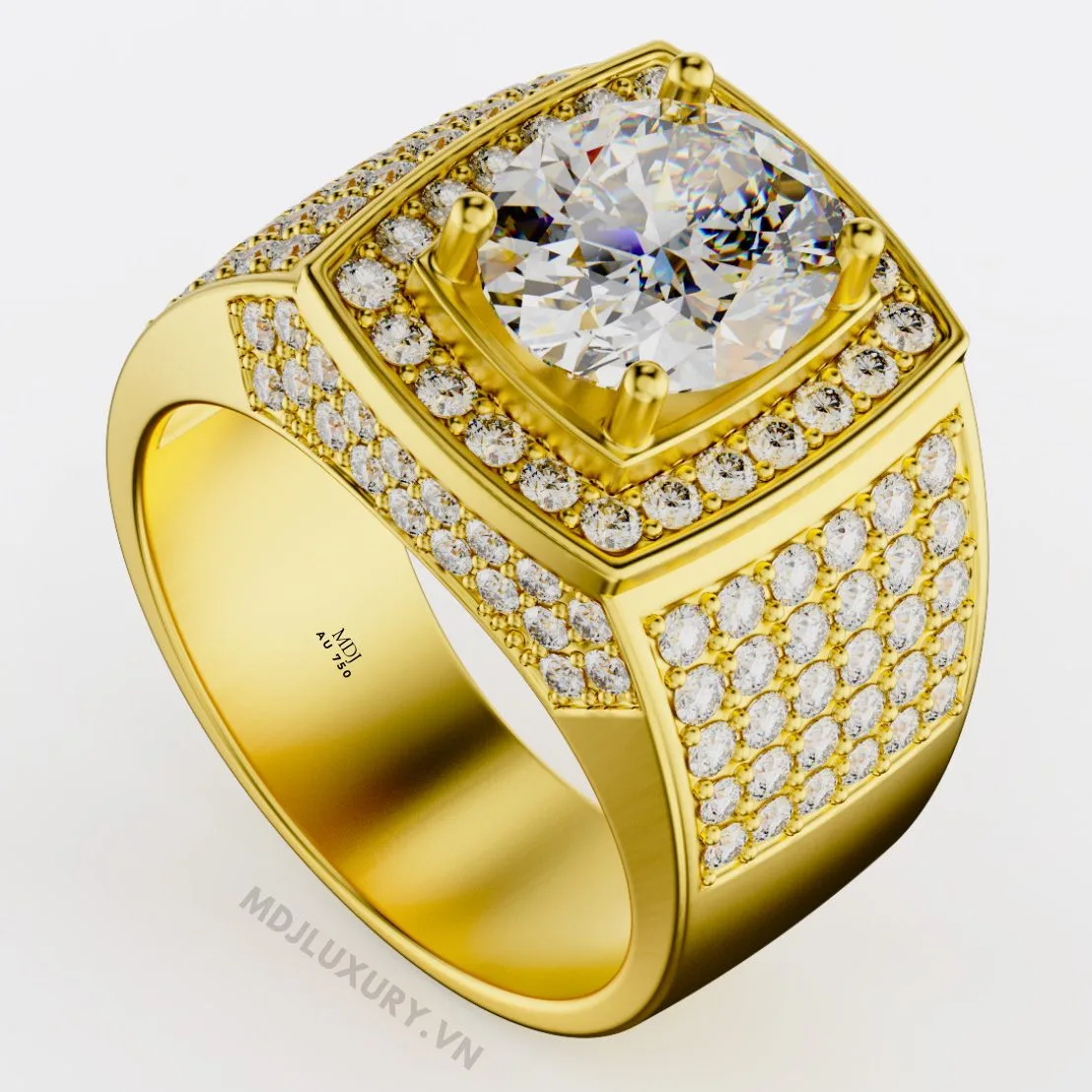 Nhẫn Nam Vàng 14K Cao Cấp MDJ Đá Ruby 18K - NN353