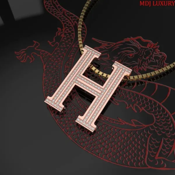 Mặt Dây Chuyền Chữ H Vàng Trắng Cao Cấp MDJ MDC36