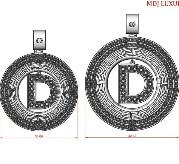 Mặt dây Chuyền Nam Chữ D Full Đá MDC53