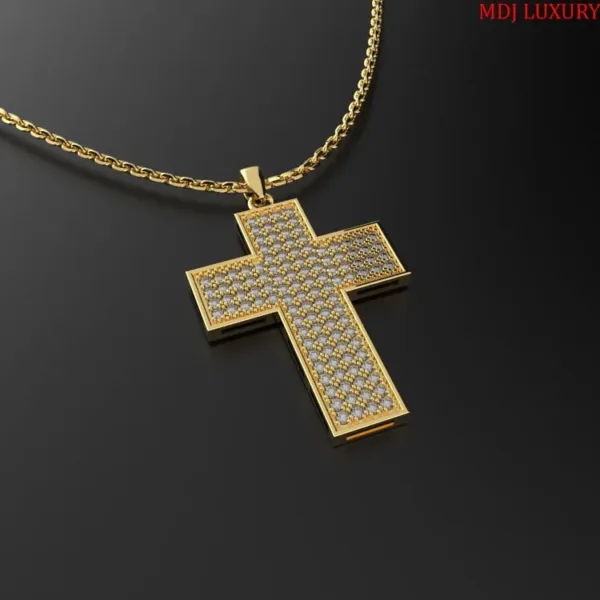 Mặt dây Nam Vàng tây 18K Thánh giá mặt kim cương MDC59