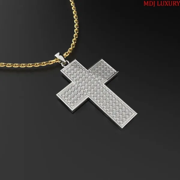 Mặt dây Nam Vàng tây 18K Thánh giá mặt kim cương MDC59