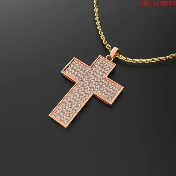Mặt dây Nam Vàng tây 18K Thánh giá mặt kim cương MDC59