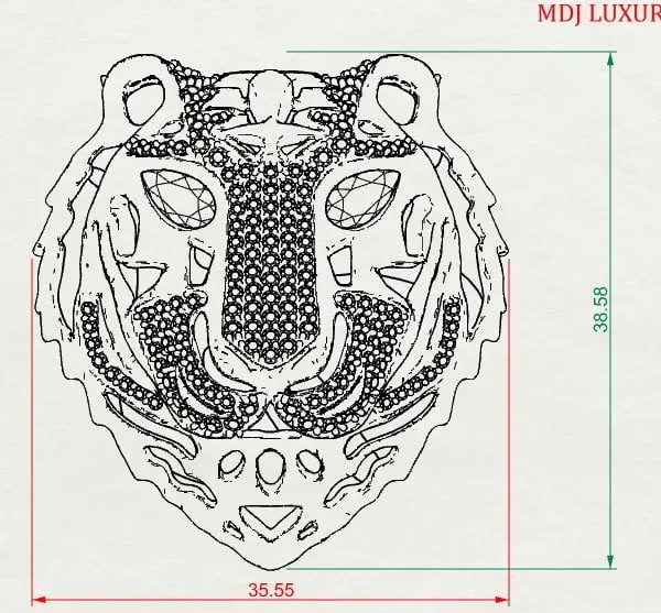 Mặt Dây Chuyền Mặt Hổ 18K Vàng Tây Cao Cấp MDJ MDC35