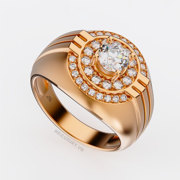 Nhẫn Nam Đẹp Vàng 18K Cao Cấp Đá Kim Cương NN117