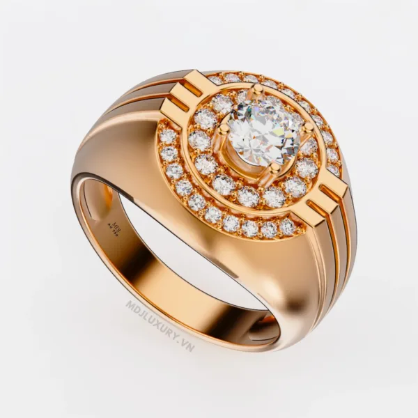 Nhẫn Nam Đẹp Vàng 18K Cao Cấp Đá Kim Cương NN117