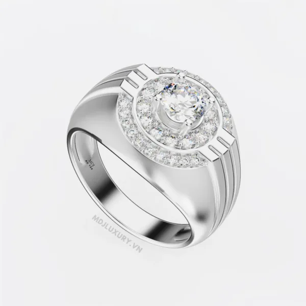 Nhẫn Nam Đẹp Vàng 18K Cao Cấp Đá Kim Cương NN117
